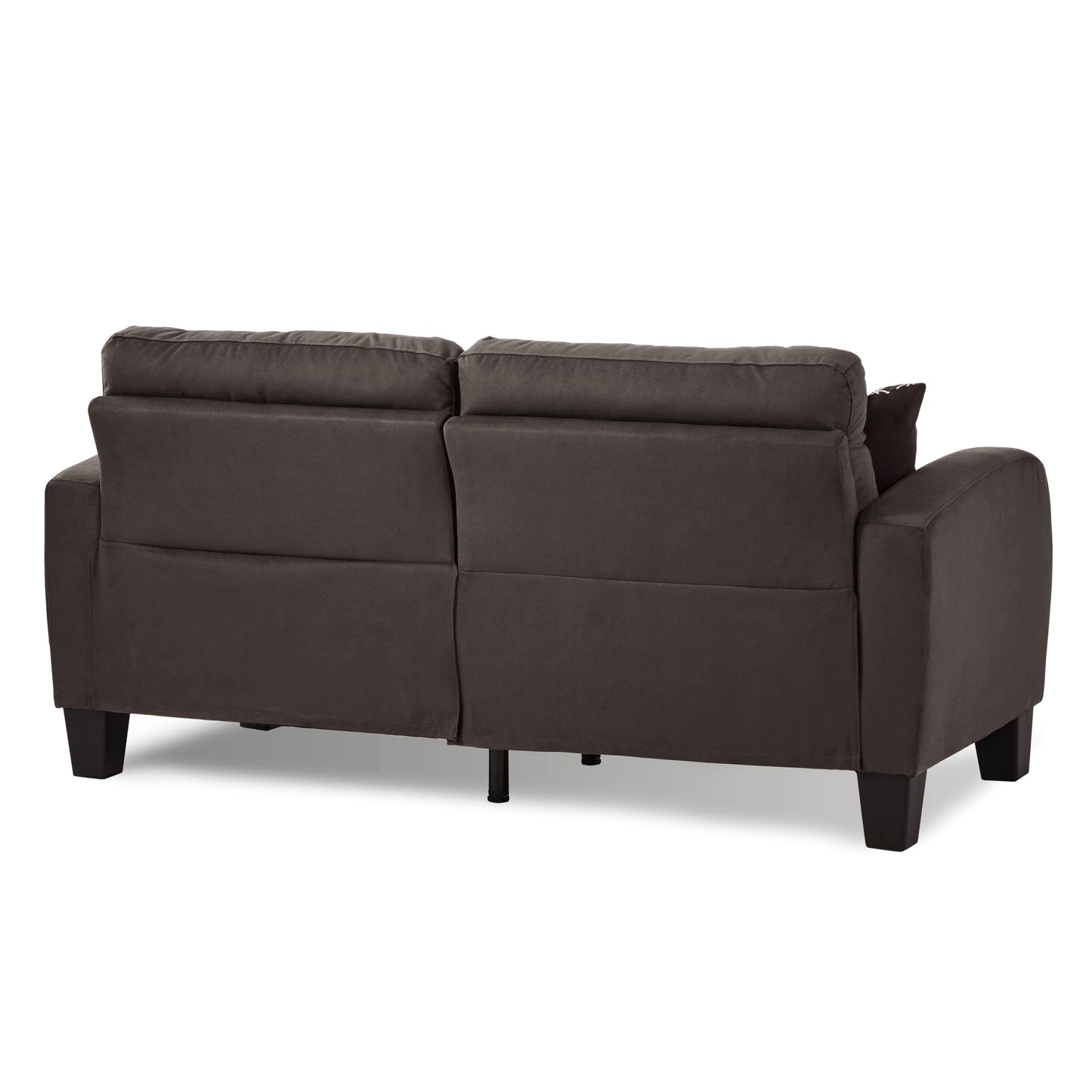 Chocolate Brown Contemporary Sofa 1pc Tufted Detail Textured Fabric Upholstered 2 Pillows Solid Wood Living Room Furniture