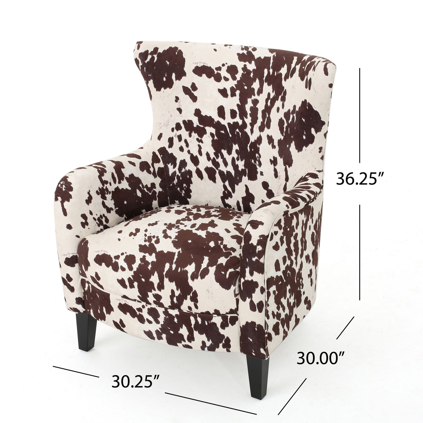 Classic Milk Cow Velvet Club Chair, Chic, Elegant Brown & White Armchair with Timeless Charm, Perfect for Stylish and Comfortable Living Spaces