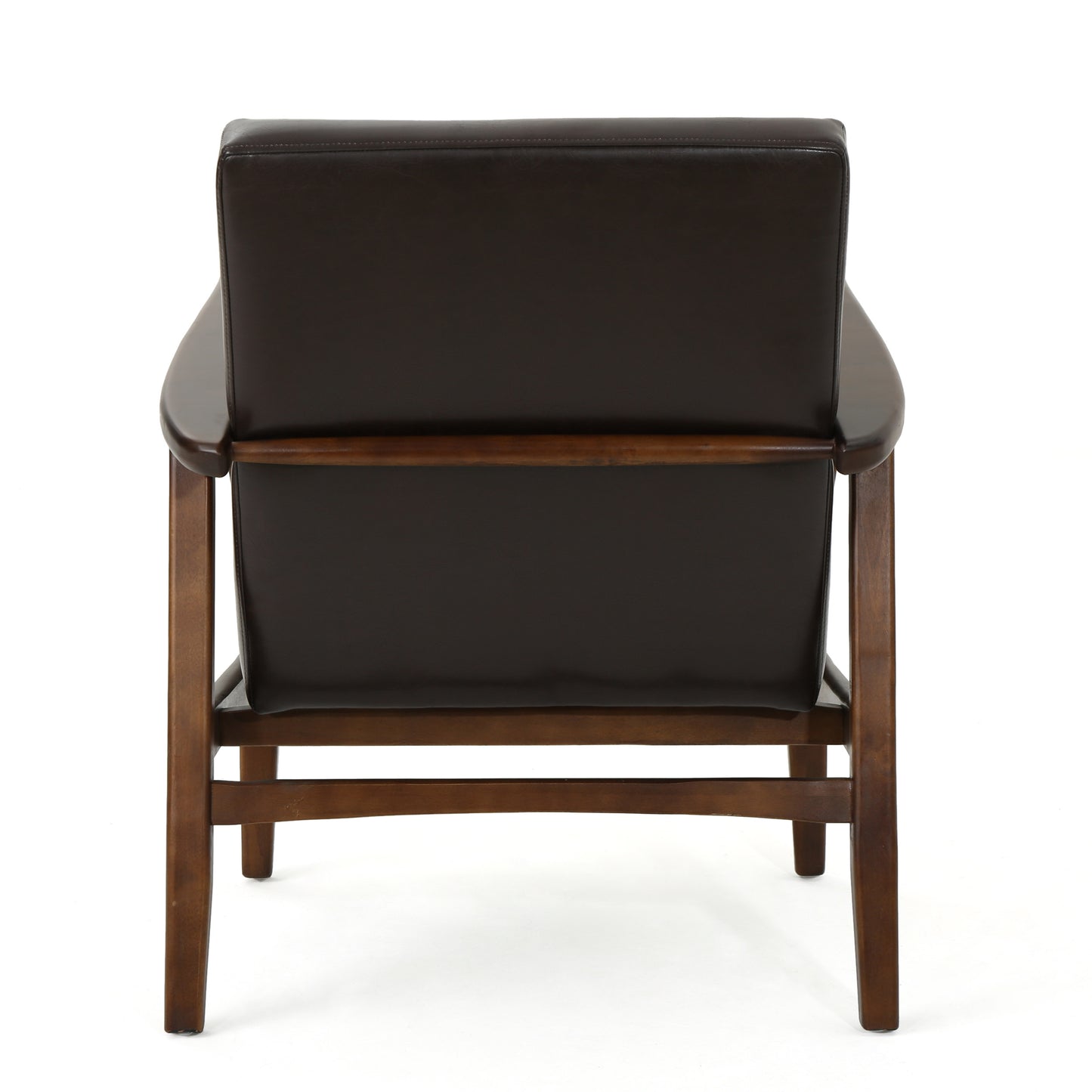 CLUB CHAIR, Mid Century Modern Faux Leather Club Chair with Wood Frame