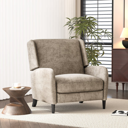 Oversized Textured Fabric Pushback Recliner Dark Beige and Dark Brown