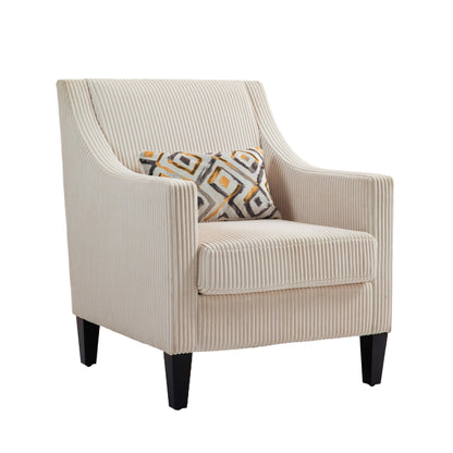 Modern Accent Chair,Upholstered Armchair with Scooped Arms for Bedroom,Apartment,Studio,Office,Waiting Room(Beige Corduroy)