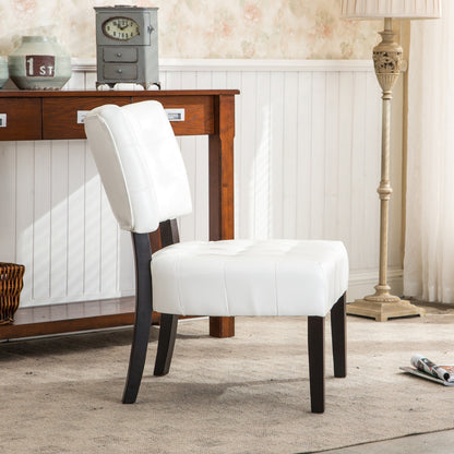 Leather Tufted Accent Chair with Oversized Seating, Ivory