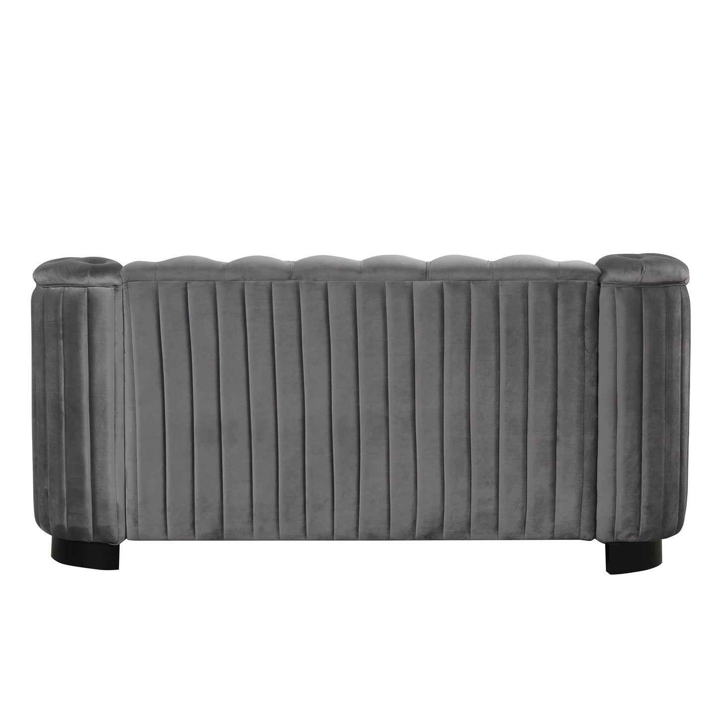 64" Velvet Upholstered Loveseat Sofa,Modern Loveseat Sofa with Thick Removable Seat Cushion,2-Person Loveseat Sofa Couch for Living Room,Bedroom,or Small Space,Gray