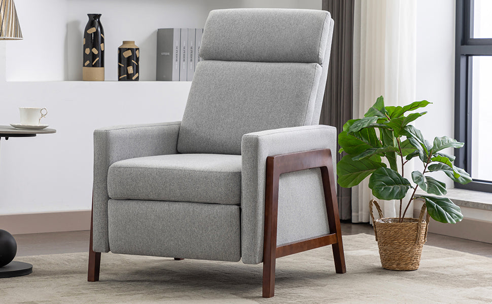 Set of Two Wood-Framed Upholstered Recliner Chair Adjustable Home Theater Seating with Thick Seat Cushion and Backrest Modern Living Room Recliners,Gray