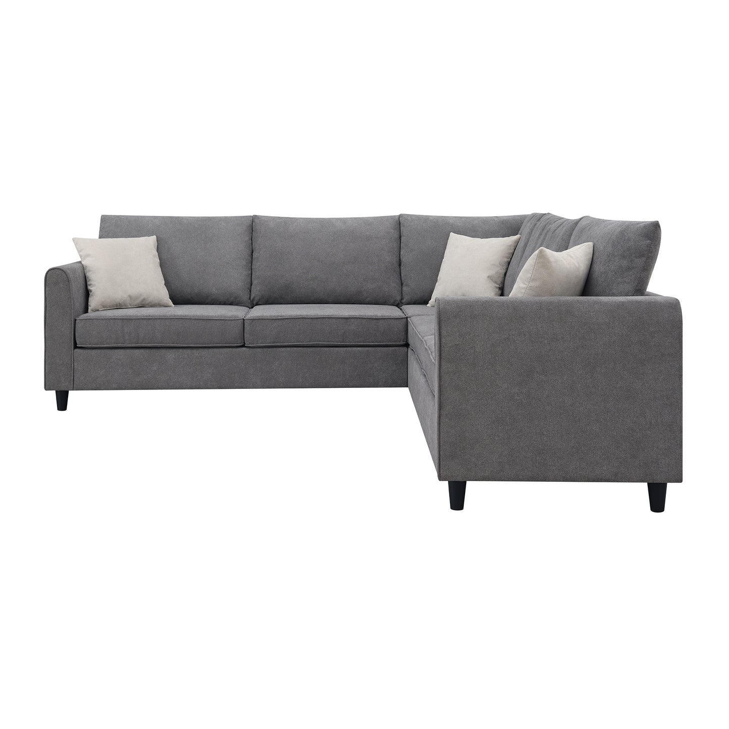 91*91" Modern Upholstered Living Room Sectional Sofa, L Shape Furniture Couch with 3 Pillows