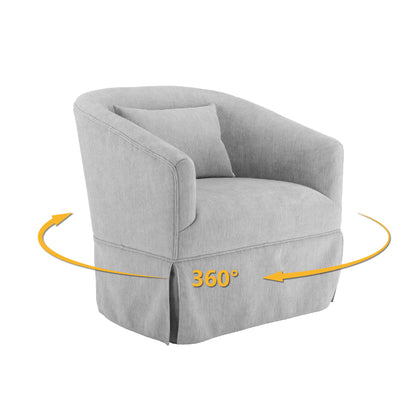 360-degree Swivel Accent Armchair Linen Blend Orange