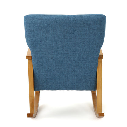 Blue Fabric Upholstered Rocking Chair