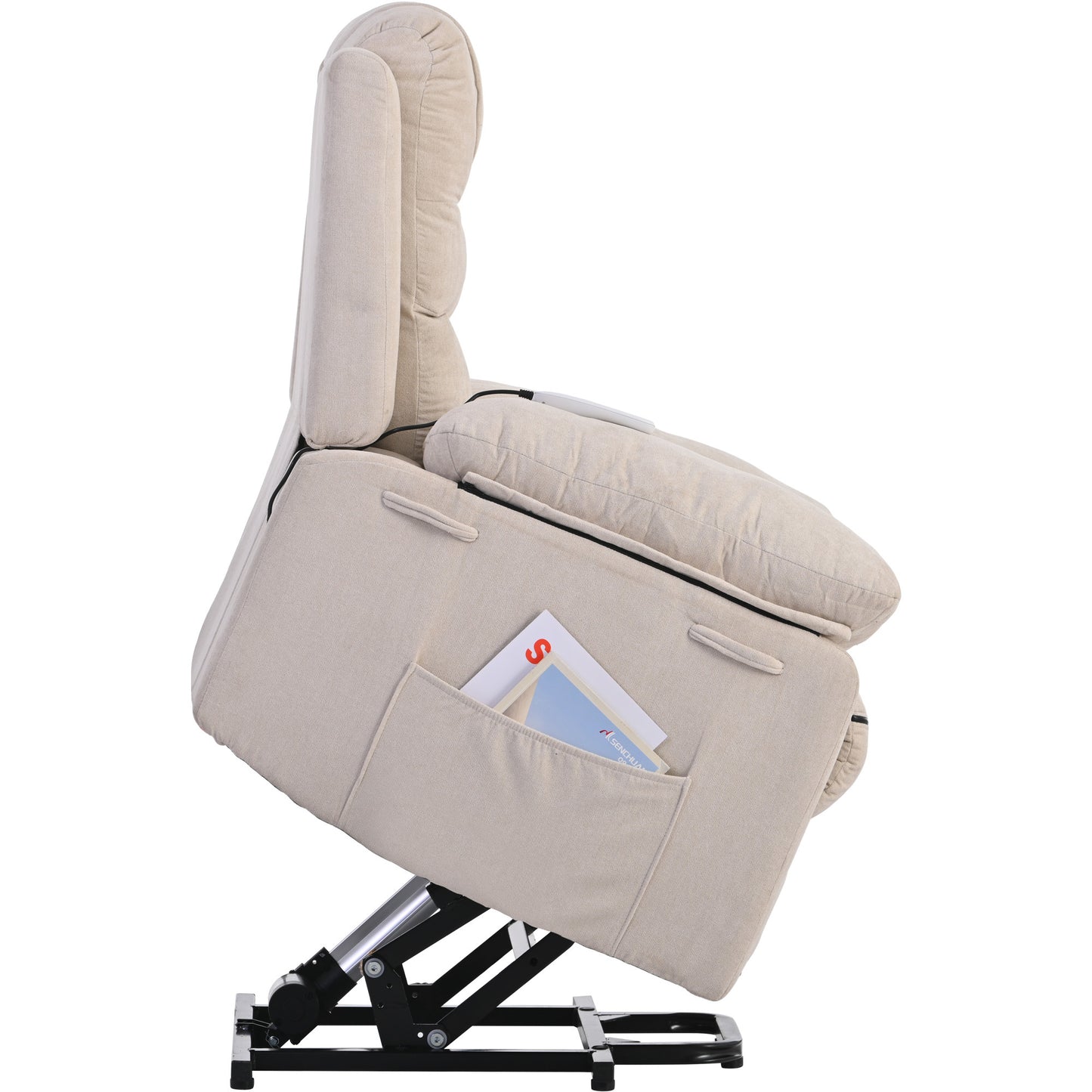 Massage Recliner,Power Lift Chair for Elderly with Adjustable Massage and Heating Function,Recliner Chair with Infinite Position and Side Pocket for Living Room,Beige