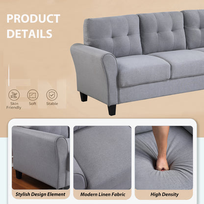 79.9" Modern Living Room Sofa Linen Upholstered Couch Furniture for Home or Office,Light Grey*Blue,(3-Seat)