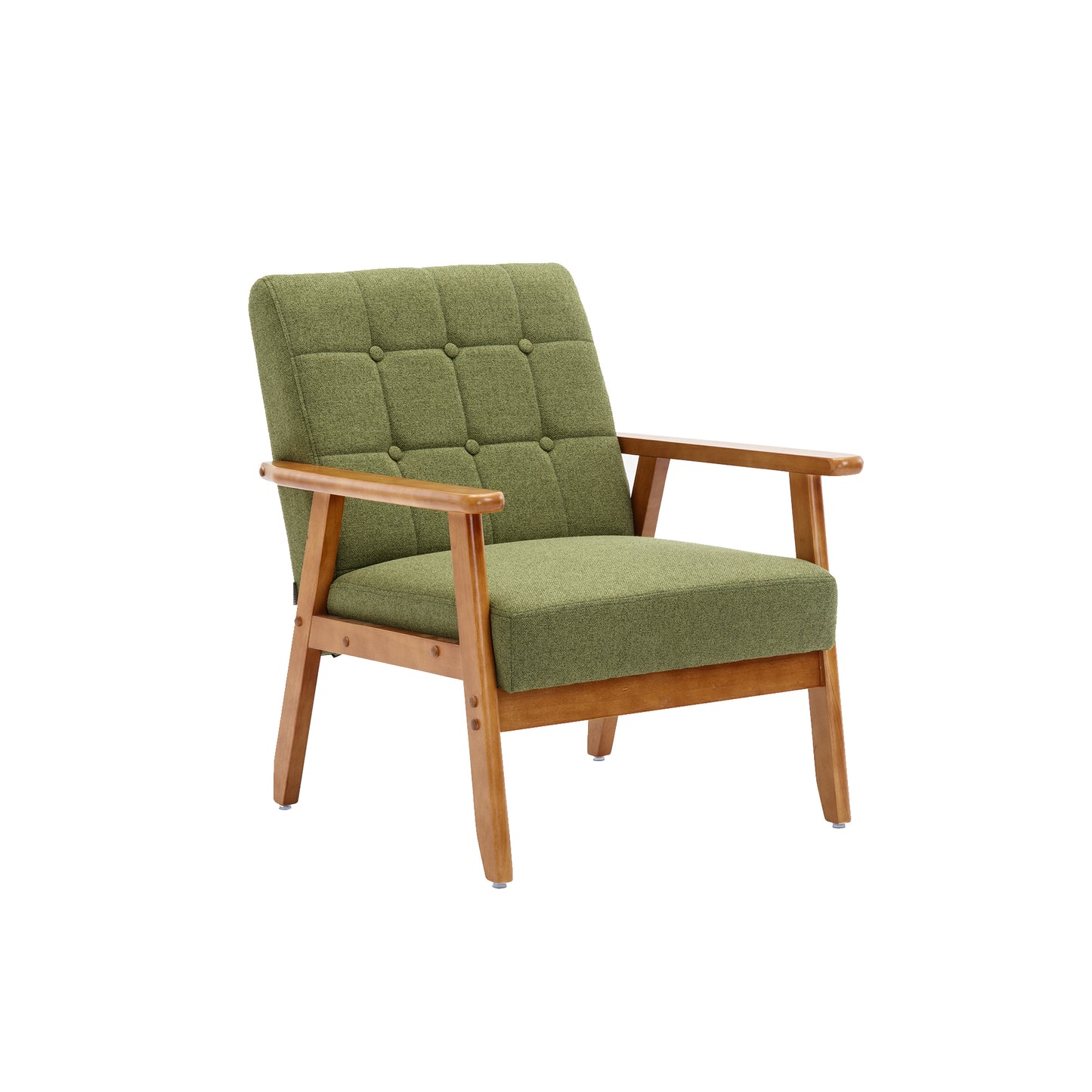 Leisure Chair with Solid Wood Armrest and Feet, Mid-Century Modern Accent chair, for Living Room Bedroom Studio chair