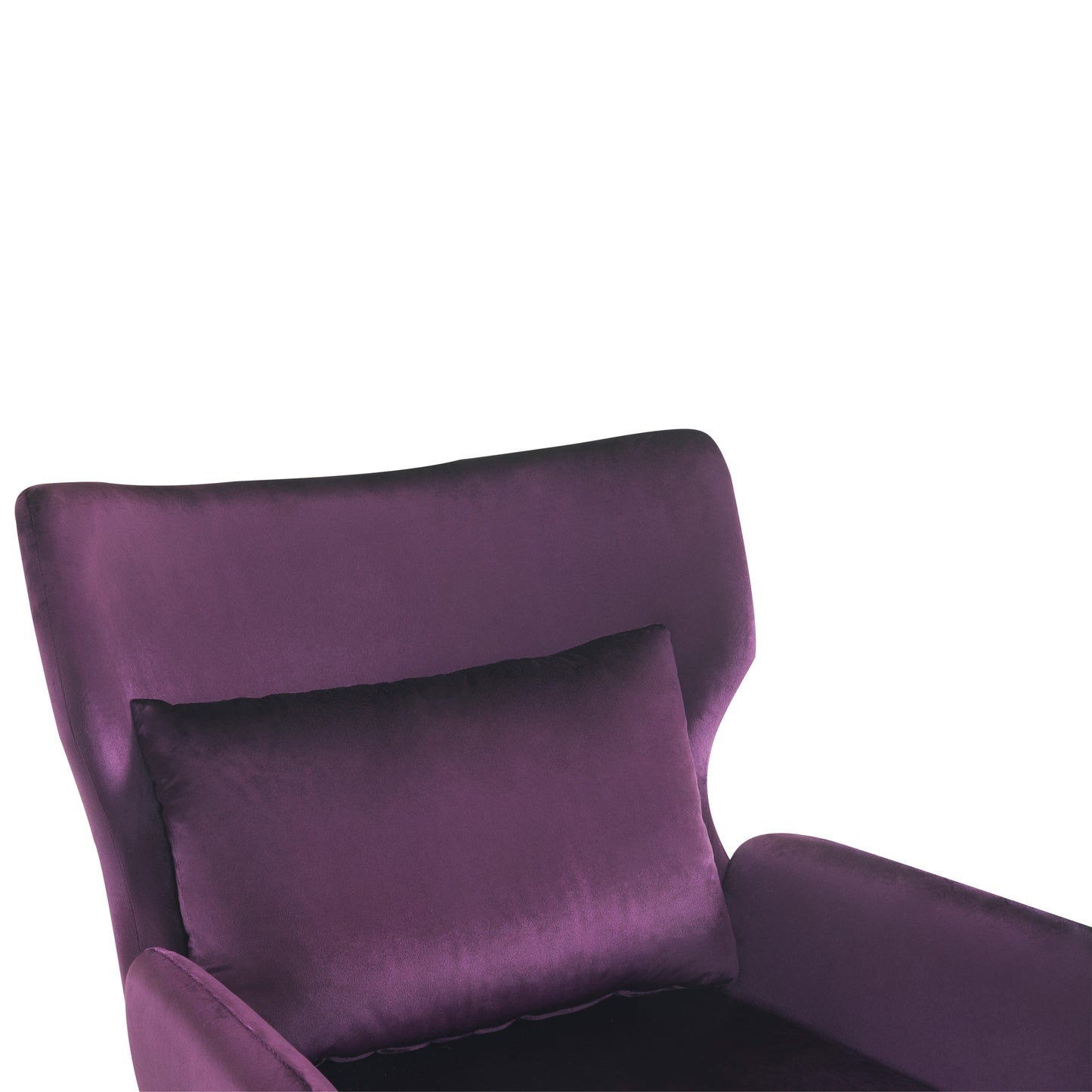 Velvet Accent Chair, Modern Living Room Armchair Comfy Upholstered Single Sofa Chair for Bedroom Dorms Reading Reception Room with Metal Legs & Pillow, Purple