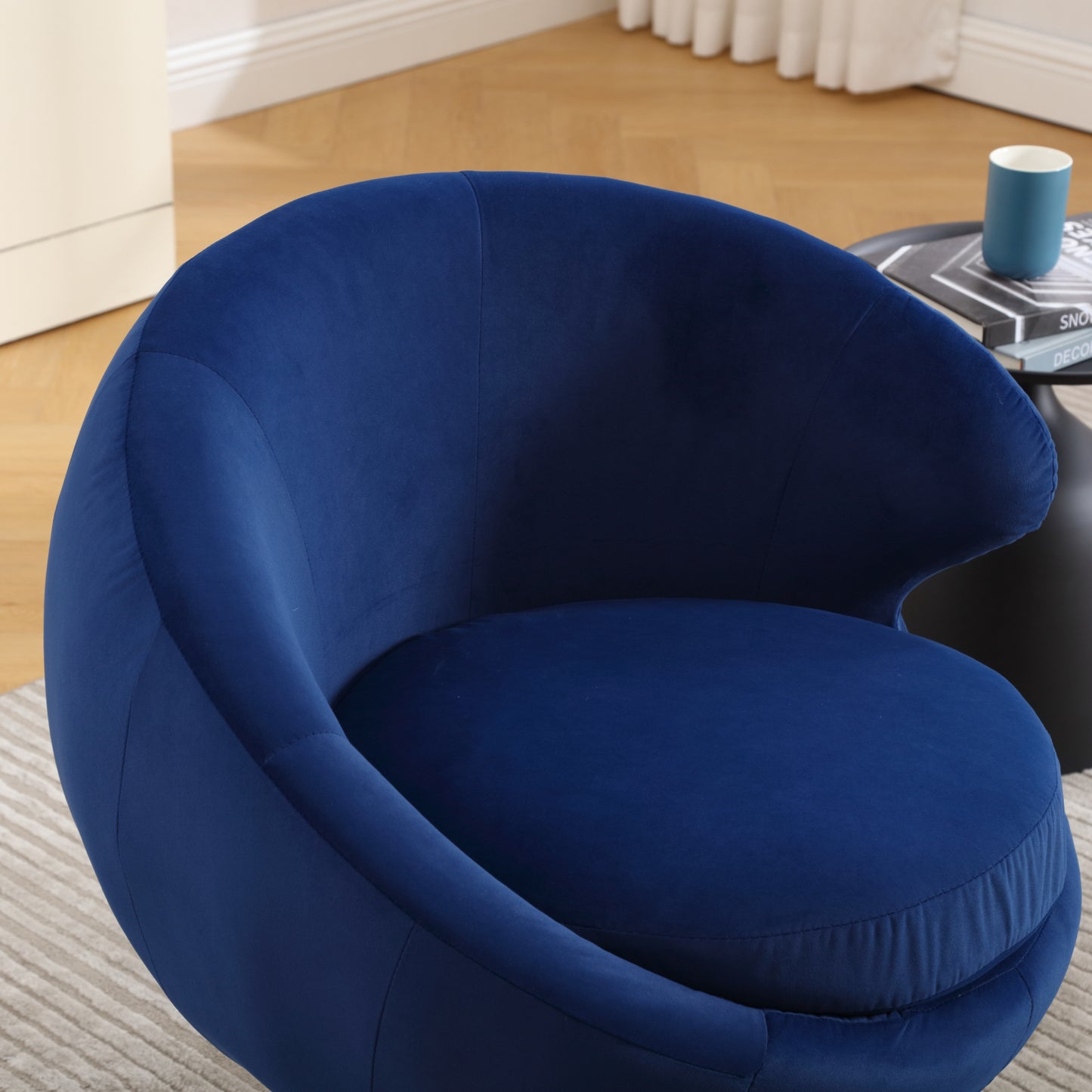 360 Degree Swivel Cuddle Barrel Accent Chairs, Round Armchairs with Wide Upholstered, Fluffy Fabric Chair for Living Room, Bedroom, Office, Waiting Rooms