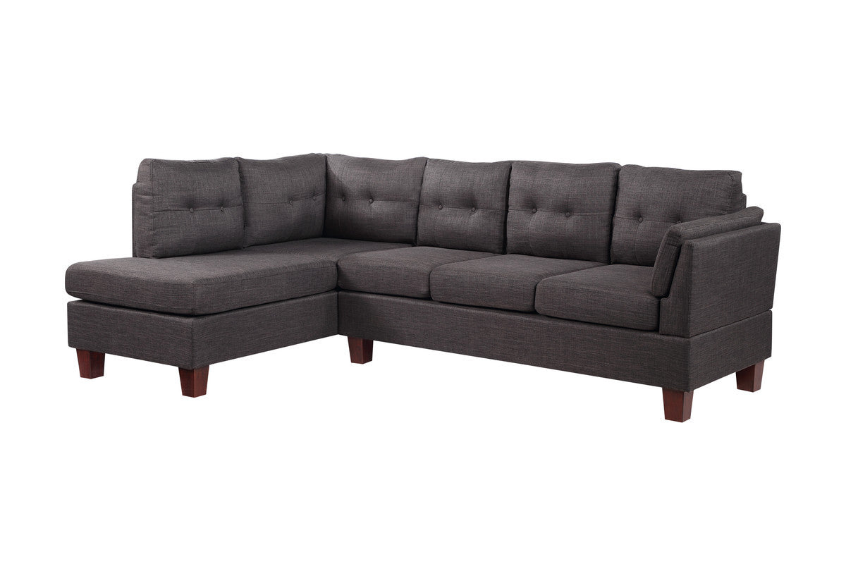 97" Dark Gray Linen Modern Sectional Sofa with Left Facing Chaise