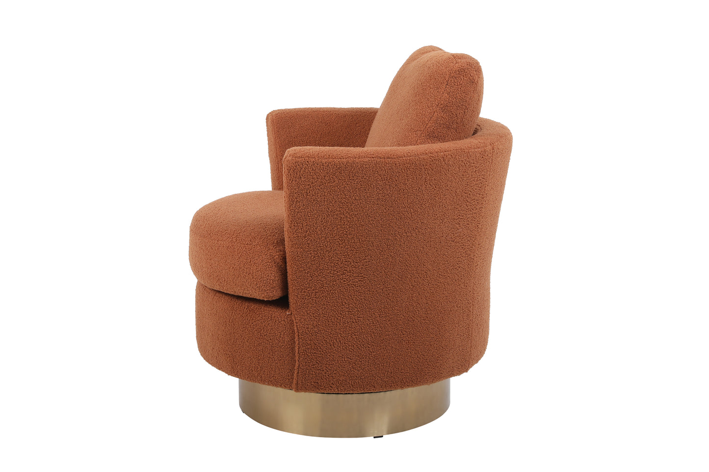 Teddy Swivel Barrel Chair, Swivel Accent Chairs Armchair for Living Room, Reading Chairs for Bedroom Comfy, Round Barrel Chairs with Gold Stainless Steel Base