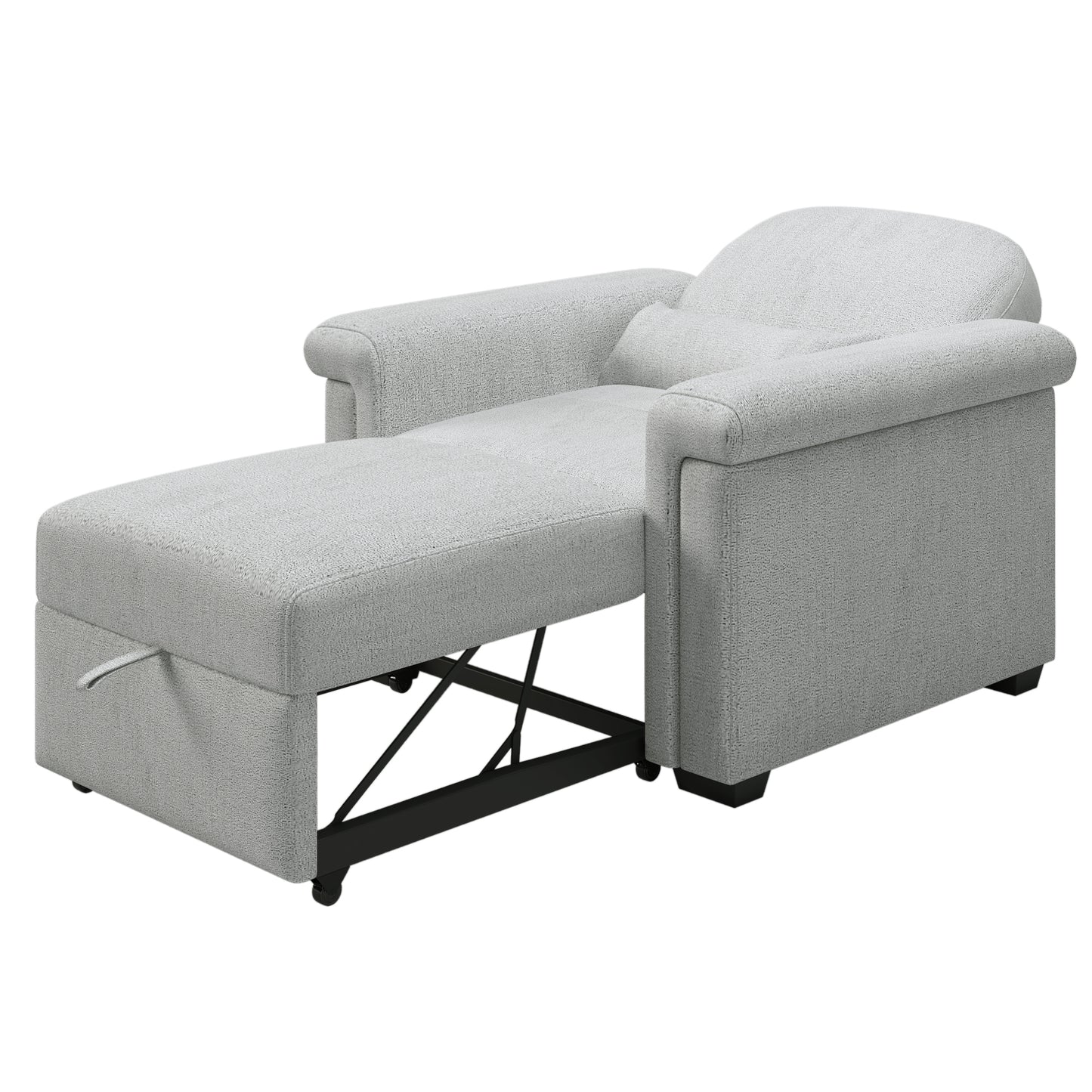 3 in 1 Convertible Sleeper Chair Sofa Bed Pull Out Couch Adjustable Chair with Pillow, Adjust Backrest into a Sofa, Lounger Chair, Single Bed or Living Room or Apartment, Gray