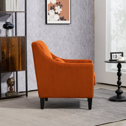 Modern Accent Chair,Upholstered Armchair with Scooped Arms for Bedroom,Apartment,Studio,Office,Waiting Room(Orange Corduroy)