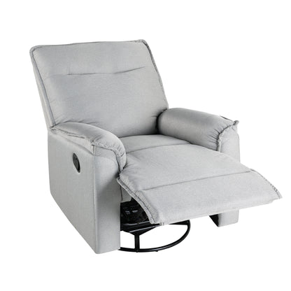 360 Degree Swivel Upholstered Manual Recliner Chair Theater Recliner Sofa Nursery Glider Rocker for Living Room, Grey