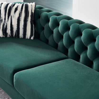 Modern Tufted Velvet Living Room Sofa, 84.25''W Couch,Green