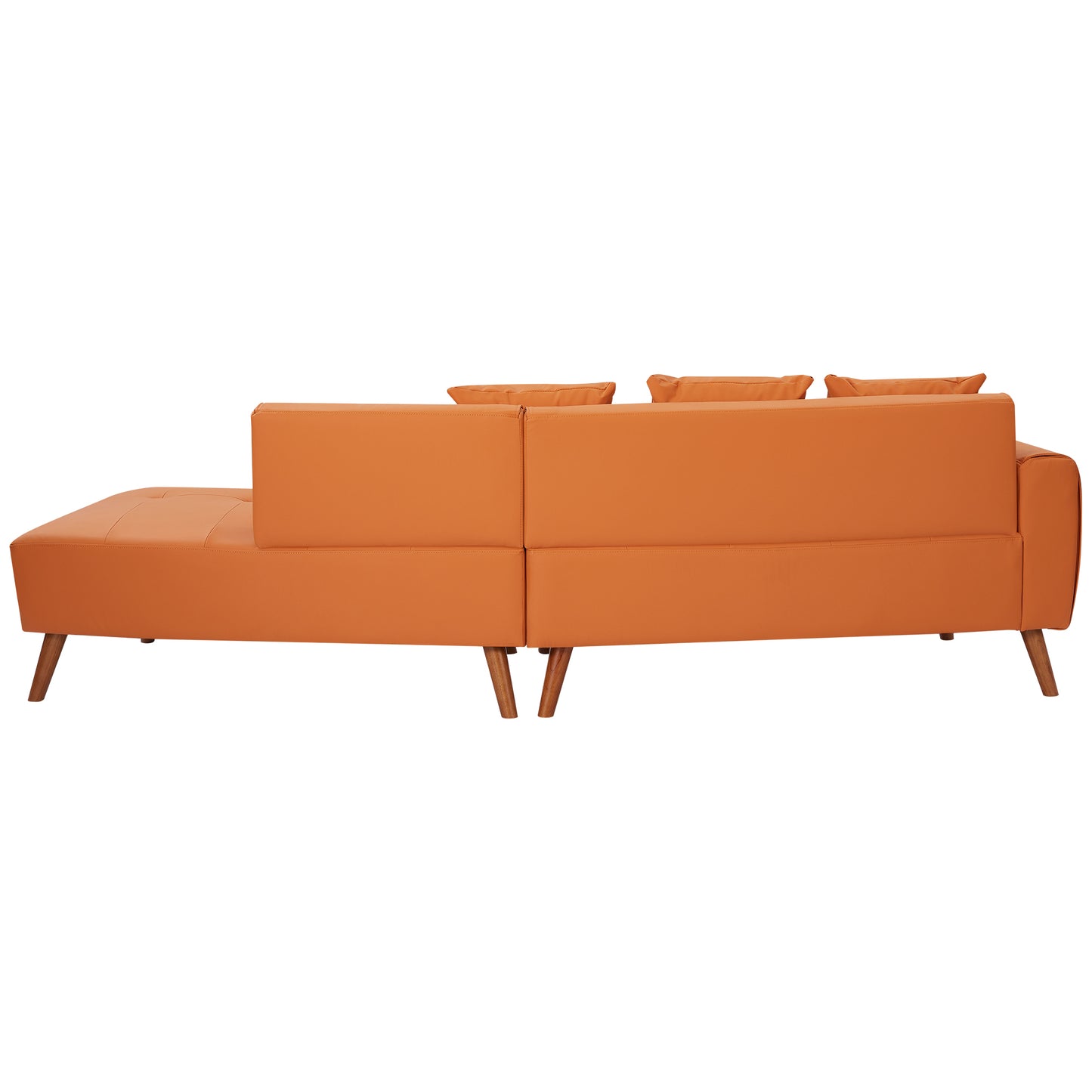 107" Contemporary Sofa Stylish Sofa Couch with a Round Storage Ottoman and Three Removable Pillows for Living Room, Orange