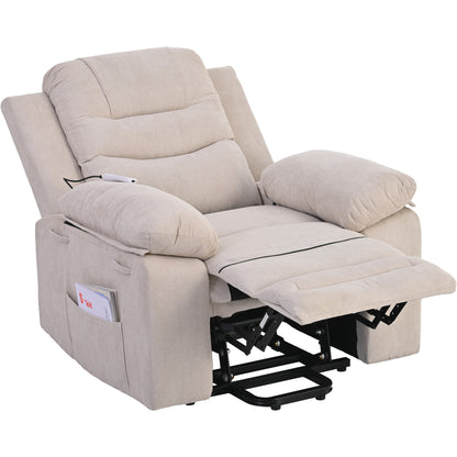 Massage Recliner,Power Lift Chair for Elderly with Adjustable Massage and Heating Function,Recliner Chair with Infinite Position and Side Pocket for Living Room,Beige