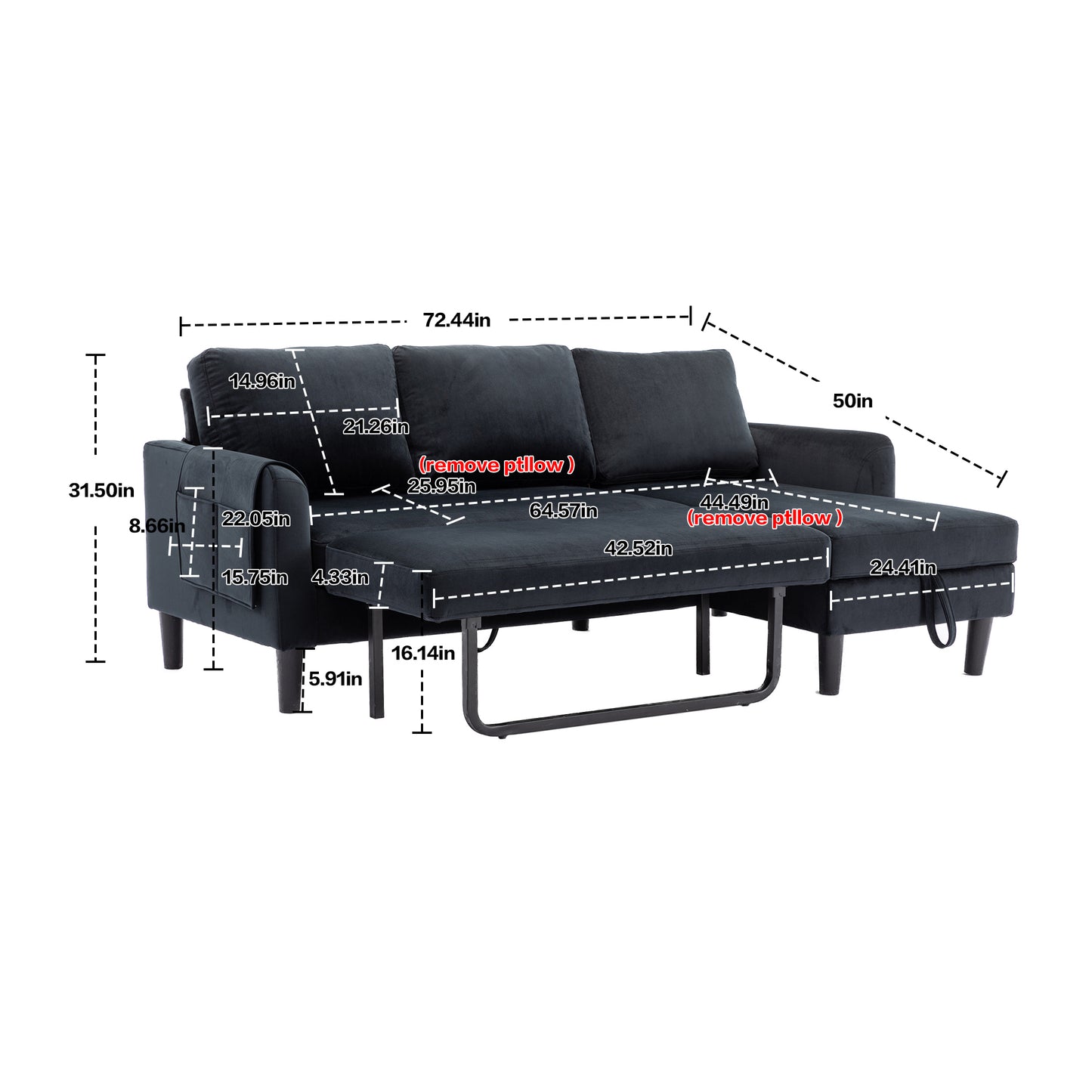 Sectional Sofa Reversible Sectional Sleeper Sectional Sofa with Storage Chaise