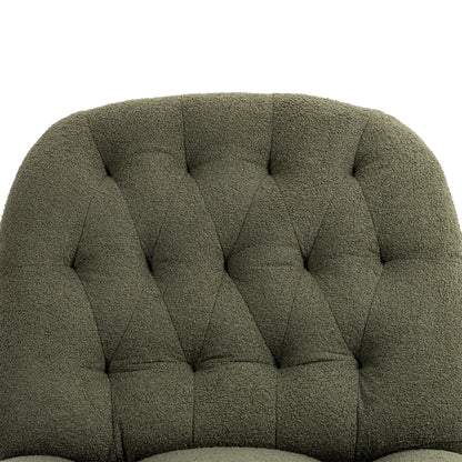 360° Swivel Recliner Adjustable Chair Chenille Glider Swivel Reclining Sofa Chair with Black Metal Round Base - Green