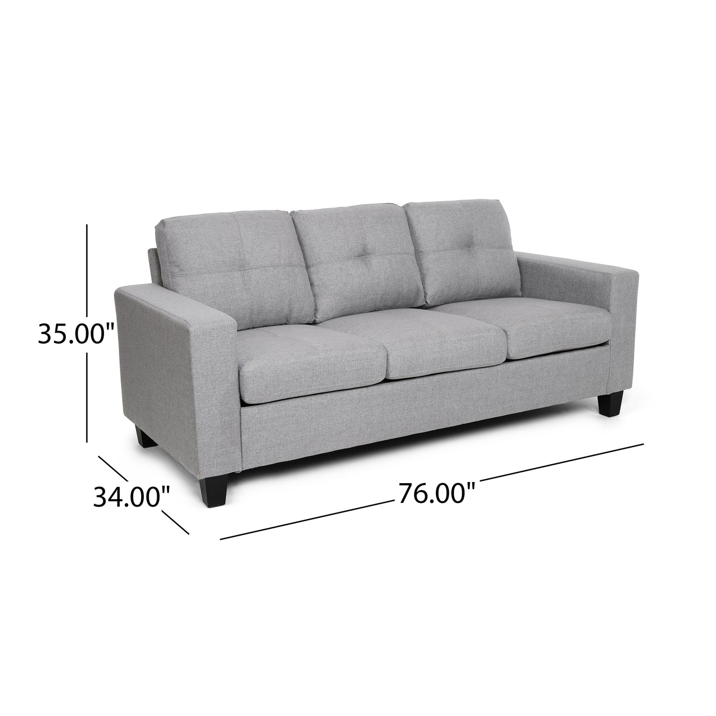 Three-Seater Sofa with Wood Legs