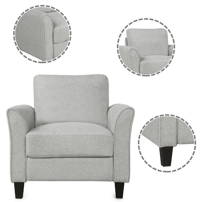 Living Room Furniture chair and 3-seat Sofa (Light Gray)