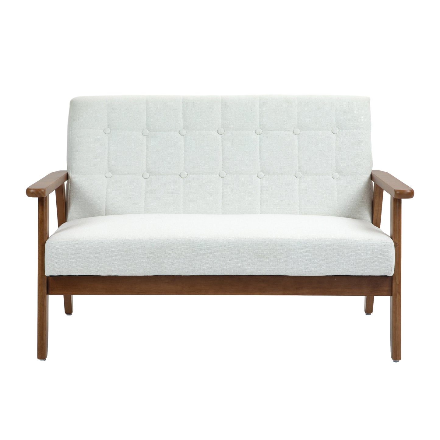 Mid-Century Modern Solid Loveseat Sofa Upholstered Linen Loveseat, 2-Seat Upholstered Loveseat Sofa Modern Couch