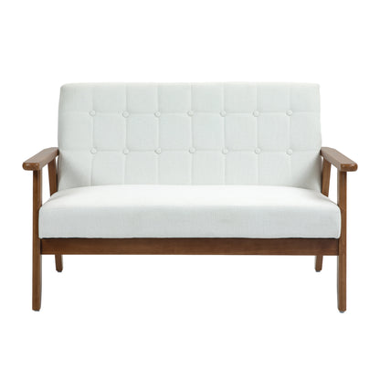 Mid-Century Modern Solid Loveseat Sofa Upholstered Linen Loveseat, 2-Seat Upholstered Loveseat Sofa Modern Couch