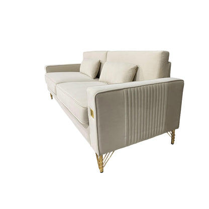 Luxury Velvet Sofa with Gold Accents - Modern 3-Seat Couch with Plush Cushions, Perfect for Living Room and Office Decor