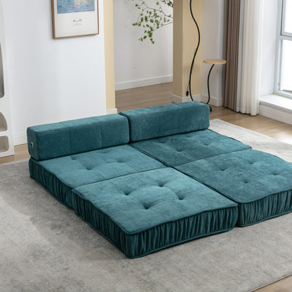 Folding Sofa Bed, Futon Sleeper Chair, Convertible Chair Floor Couch & Sleeping Mattress for Living Room, Guest Room, Home Office, Apartment, Small space, Bed, Removable Back Cushion, Green, 1 Seat