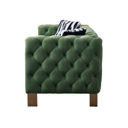 Modern Tufted Velvet Living Room Sofa, 84.25''W Couch,Mint Green