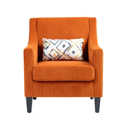 Modern Accent Chair,Upholstered Armchair with Scooped Arms for Bedroom,Apartment,Studio,Office,Waiting Room(Orange Corduroy)