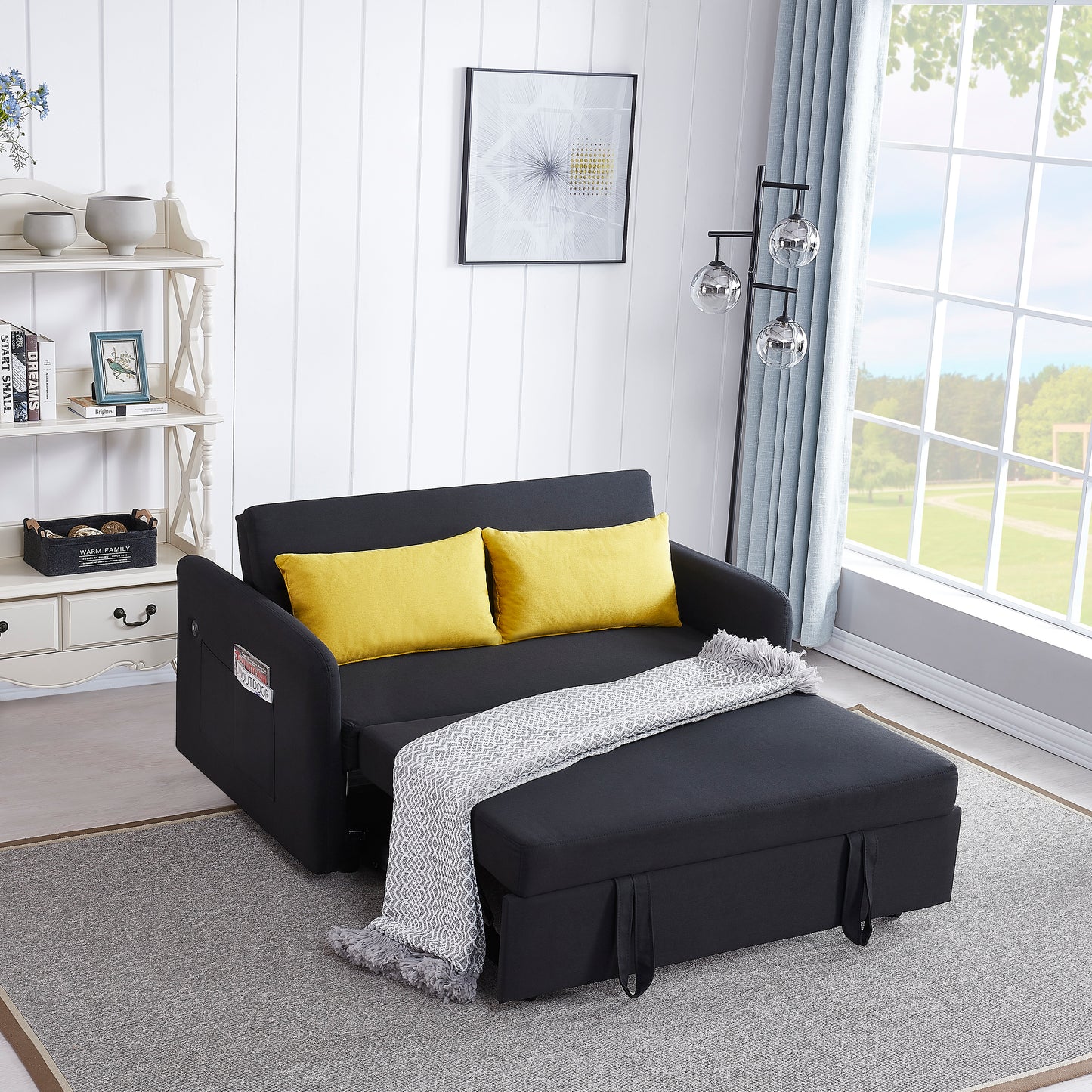 Tiwns Sofa Bed Black Fabric