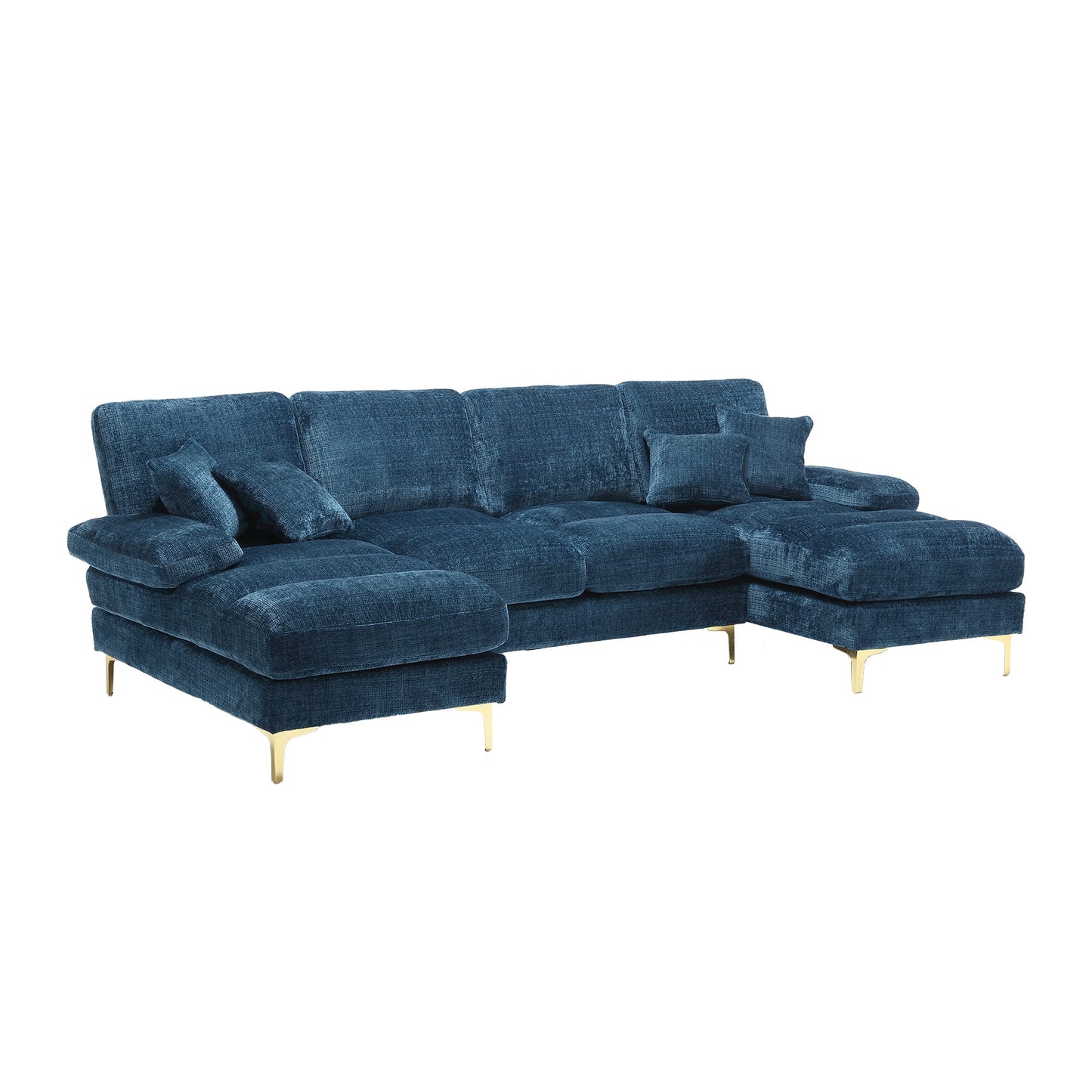 Modern Large chenille Fabric U-Shape Sectional Sofa