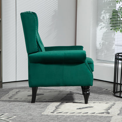 Wood Frame Armchair, Modern Accent Chair Lounge Chair with Sturdy Wood Legs for Living Room Bedroom(Green)