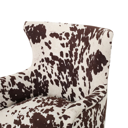 Classic Milk Cow Velvet Club Chair, Chic, Elegant Brown & White Armchair with Timeless Charm, Perfect for Stylish and Comfortable Living Spaces