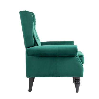 Wood Frame Armchair, Modern Accent Chair Lounge Chair with Sturdy Wood Legs for Living Room Bedroom(Green)