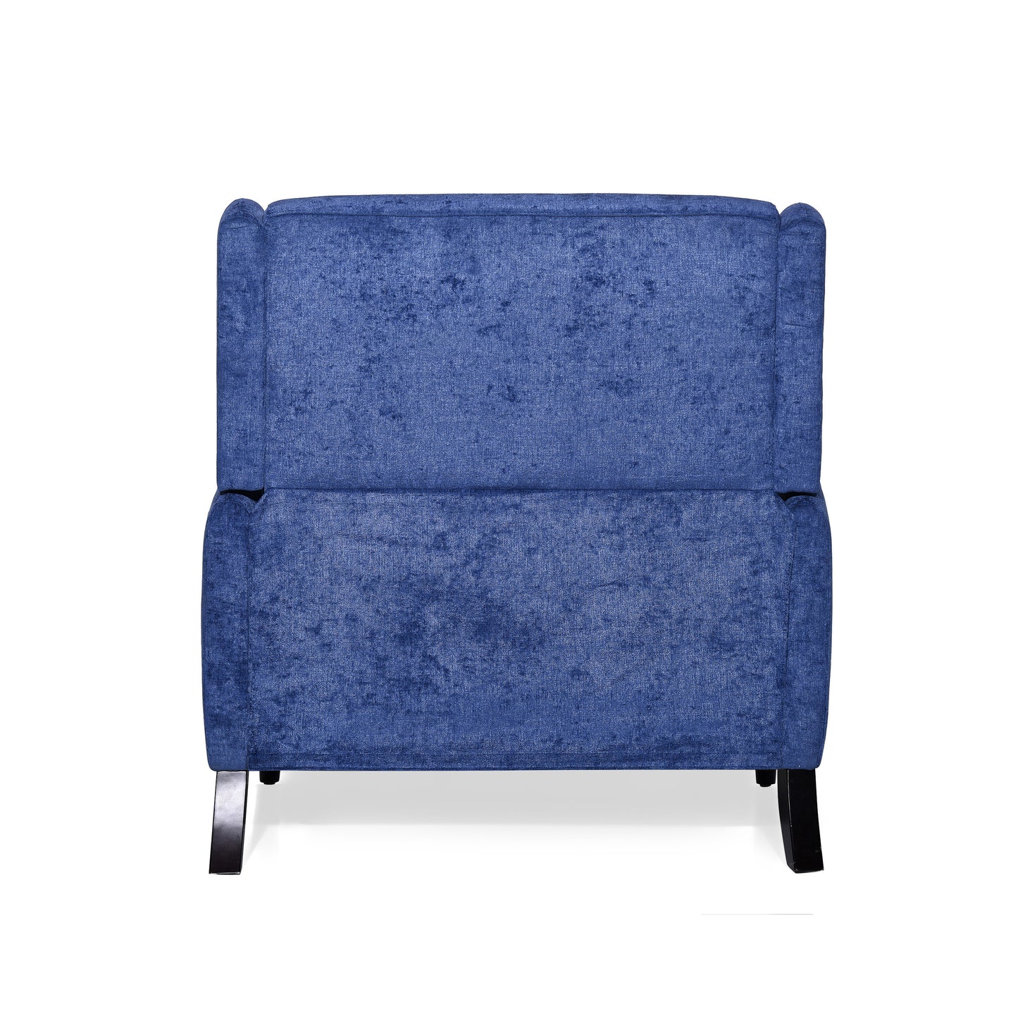 Oversized Textured Fabric Pushback Recliner, Navy Blue and Dark Brown