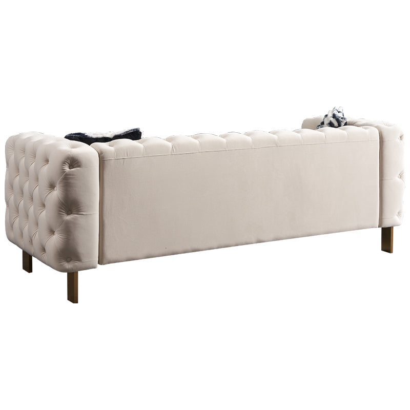 Modern Tufted Velvet Living Room Sofa, 84.25''W Couch,Cream