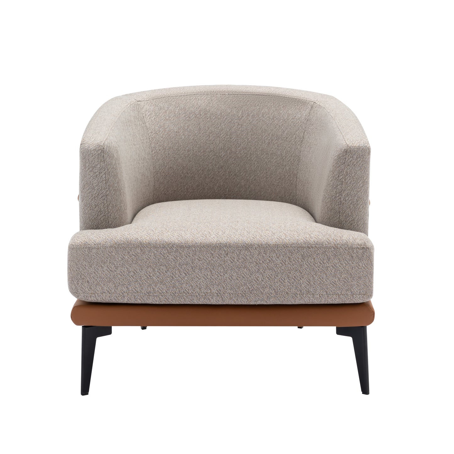 Modern Two-tone Barrel Fabric Chair, Upholstered Round Armchair for Living Room Bedroom Reading Room, Burnt Orange