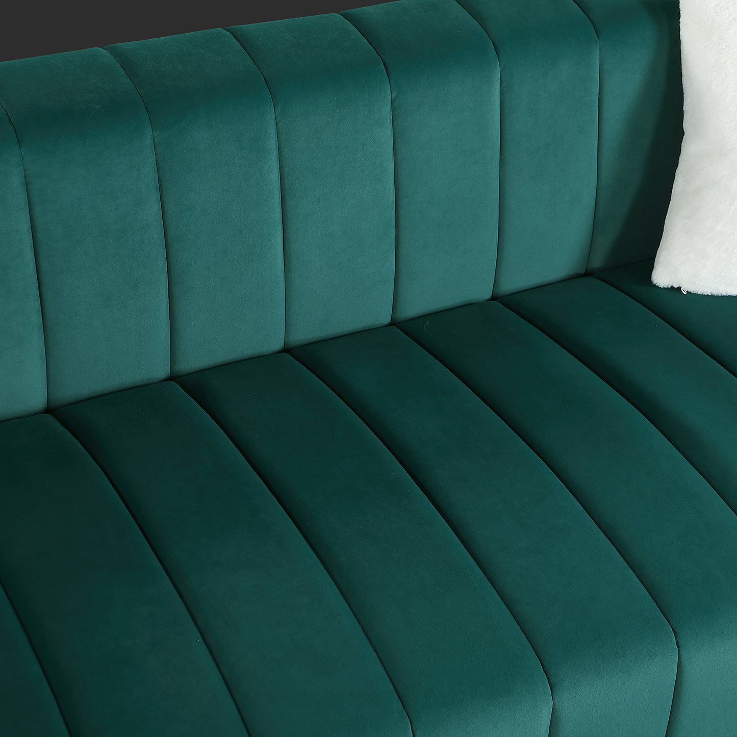 A modern channel sofa take on a traditional Chesterfield,Dark Green color,3 Seater