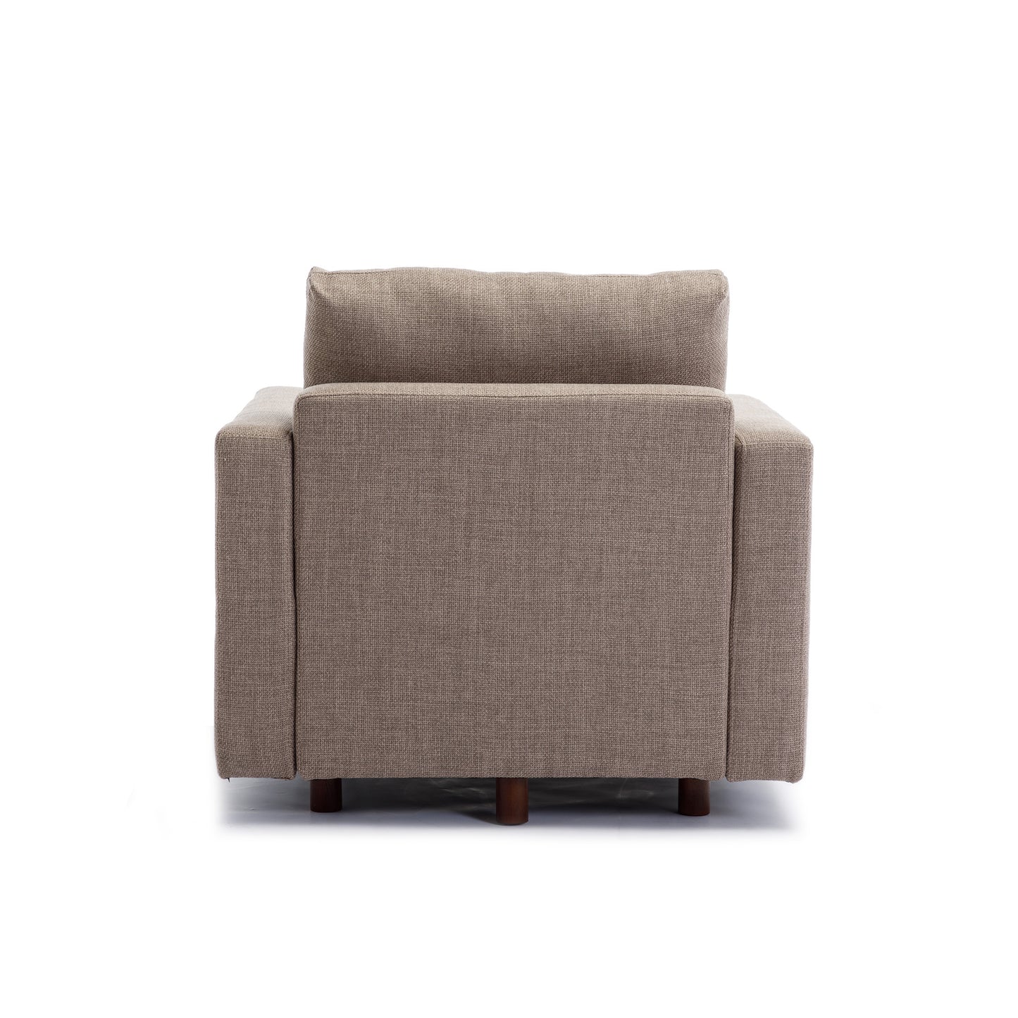 Single Seat Module Sofa Sectional Couch With Armrest With 1 Ottoman,Cushion Covers Non-removable and Non-Washable,Brown