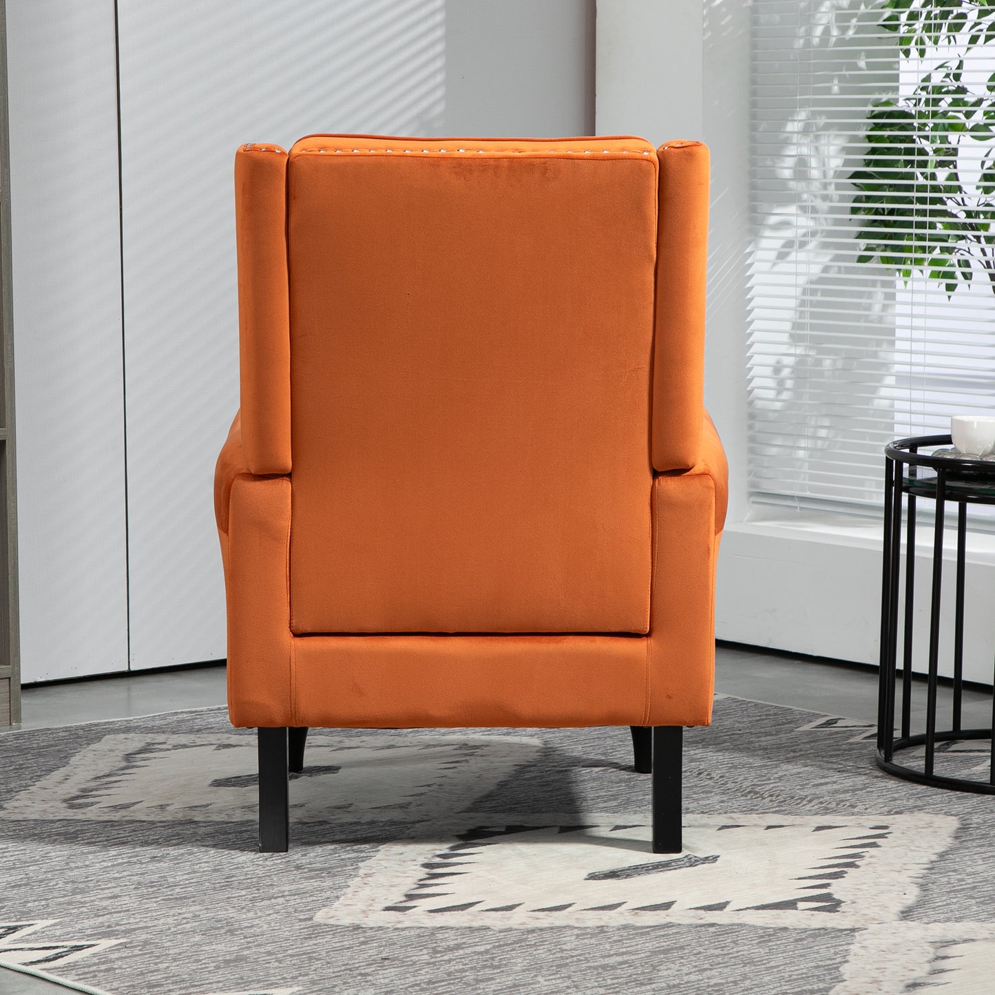 Wood Frame Armchair, Modern Accent Chair Lounge Chair with Sturdy Wood Legs for Living Room Bedroom(Orange)