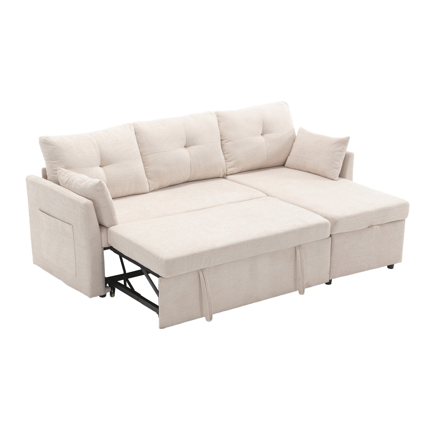 Modular L-shaped sofa, modular long sofa with reversible chaise lounge, Sofa bed, Sleeper sofa, modular sofa combination with storage seats.