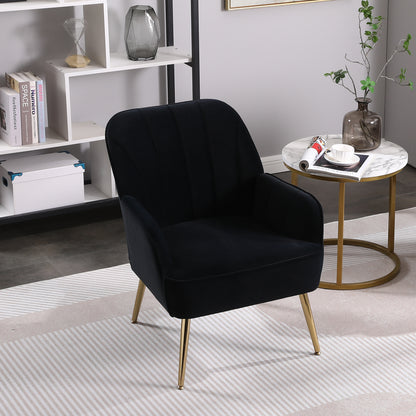 Modern Mid Century Chair velvet Sherpa Armchair for Living Room Bedroom Office Easy Assemble(NAVY)