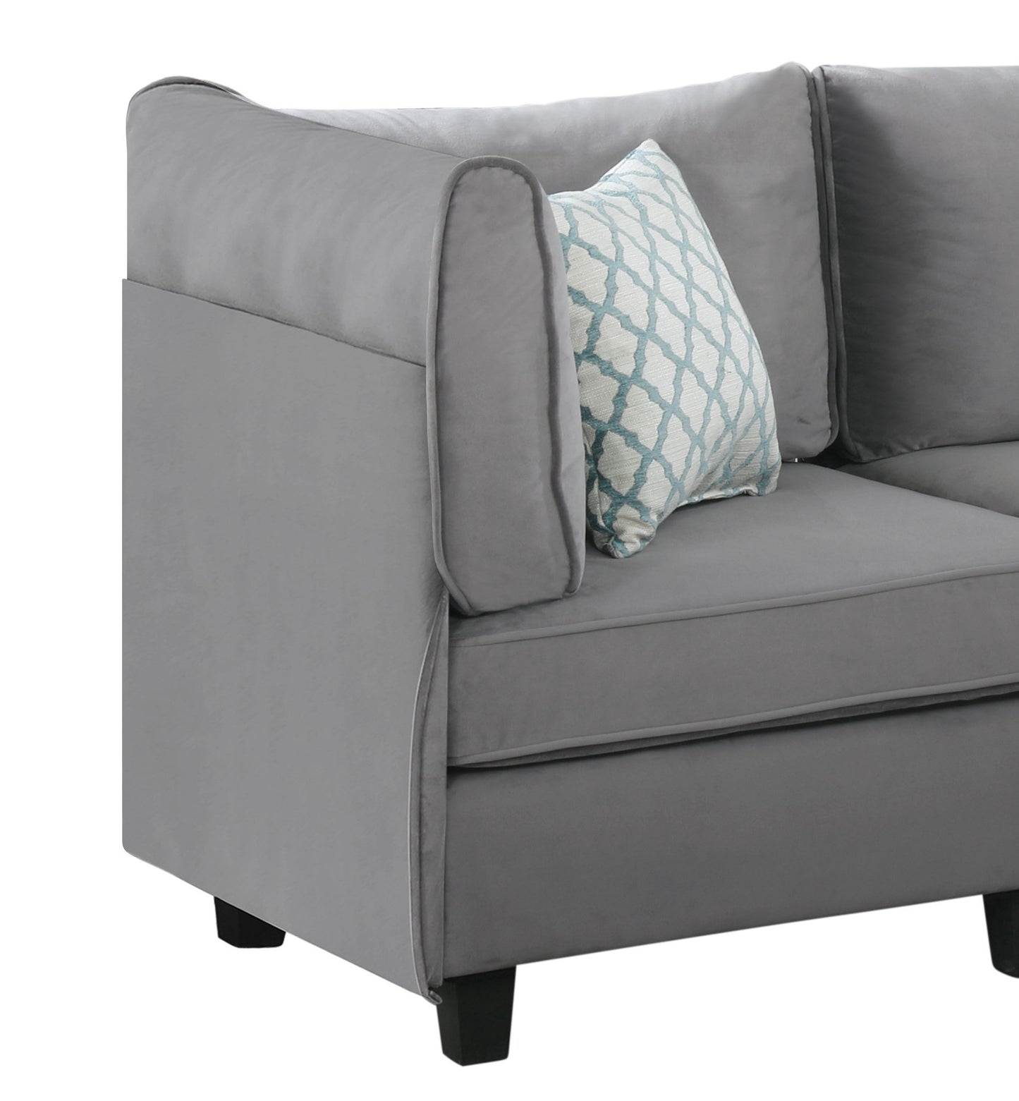 120" Gray Velvet 4Pc Sofa