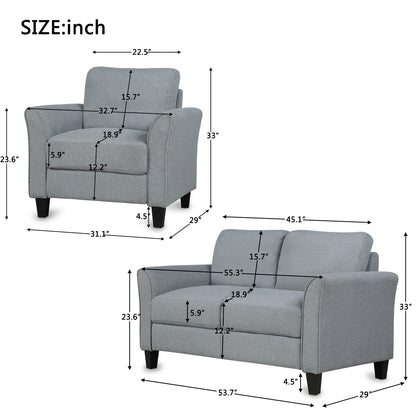 Living Room Furniture Armrest Single Sofa  and Loveseat Sofa (Gray)