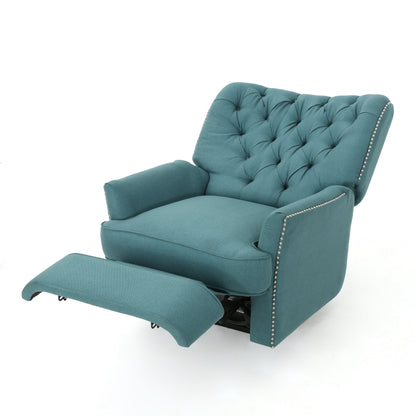 Indulge in Supreme Comfort: Electric Recliner Chair with Elegant Copper Accents and Soft Teal Upholstery